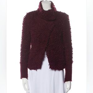 Iro Faux Fur Jacket / cardigan , Burgundy, size 38